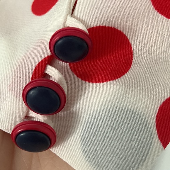 *HOST PICK* 80s INSPIRED DRESS WITH POLKA DOTS / SMALL - MEDIUM / BLEU MARINE - Picture 6 of 9